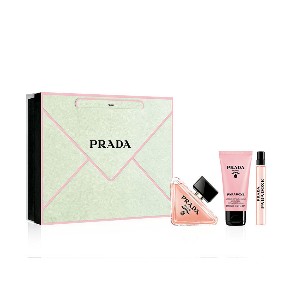 مجموعة برادا بارادوكس للنساء (عطر 90 مل اودي برفيوم + عطر 10 مل + لوشن للجسم 50 مل)
