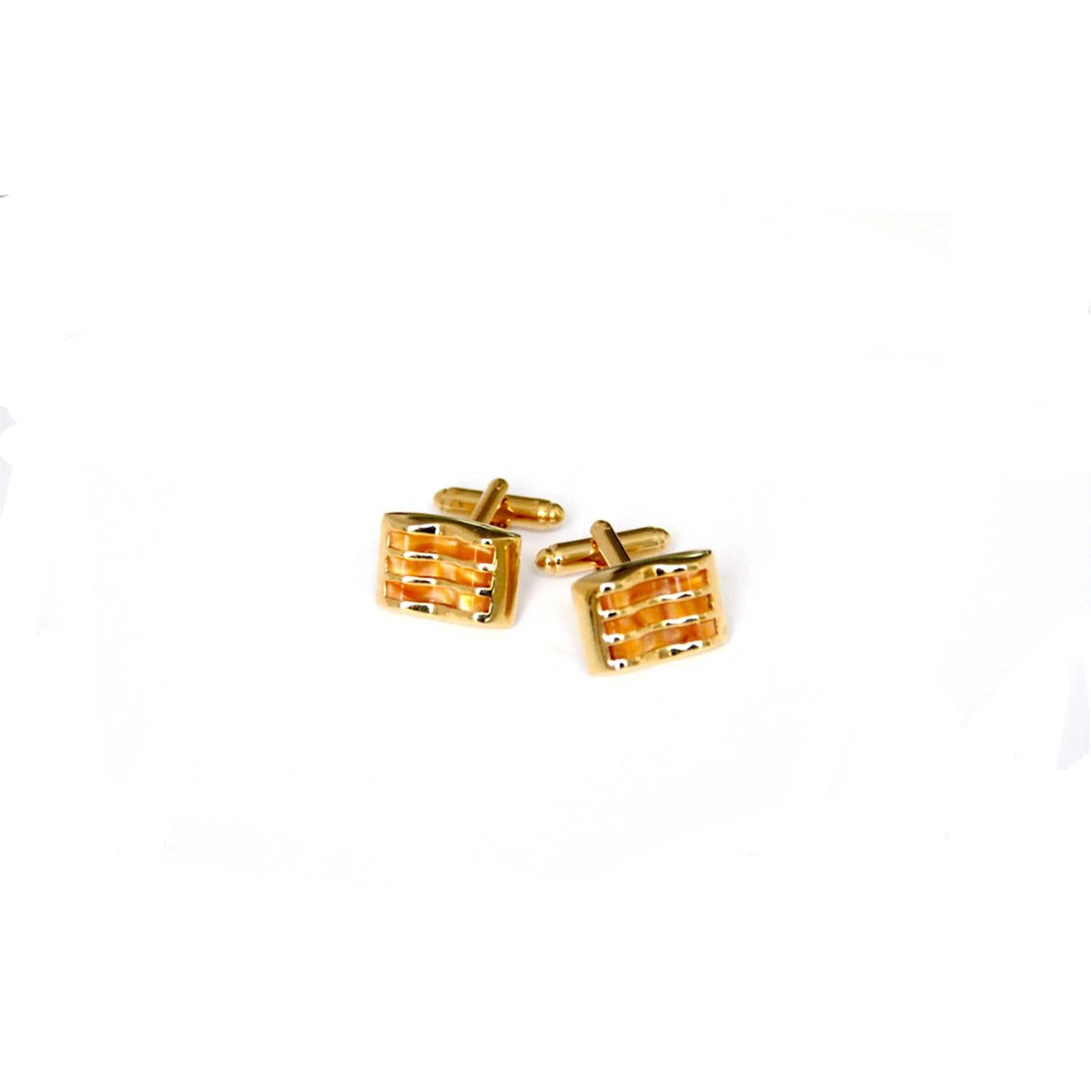 SPANISH GAZZAZ CUFFLINKS GOLD / ORANGE PEARL