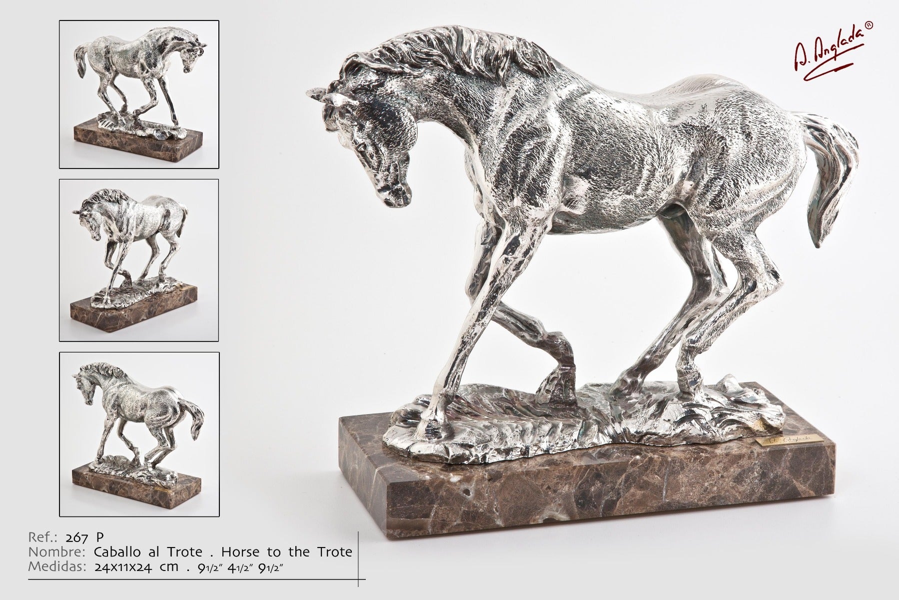 مجسم حصان فضى اسبانى ارتفاع 24 سم على قاعده رخاميه