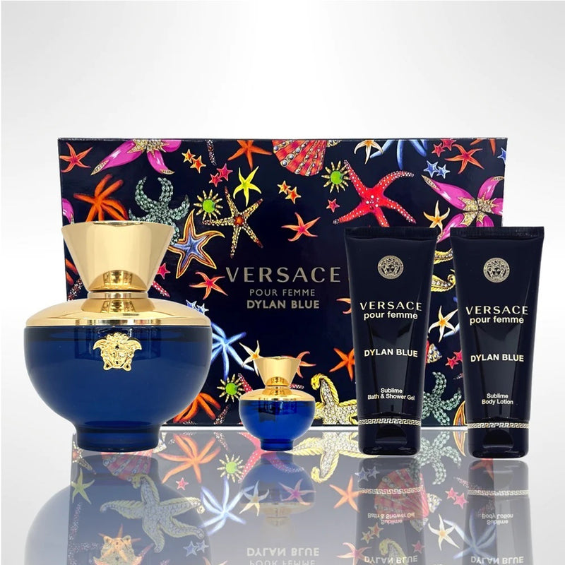 VERSACE DYLAN BLUE POUR FEMME 100EDP+SHOWER GELL +BODY LOTION+SAMPLE 5ML