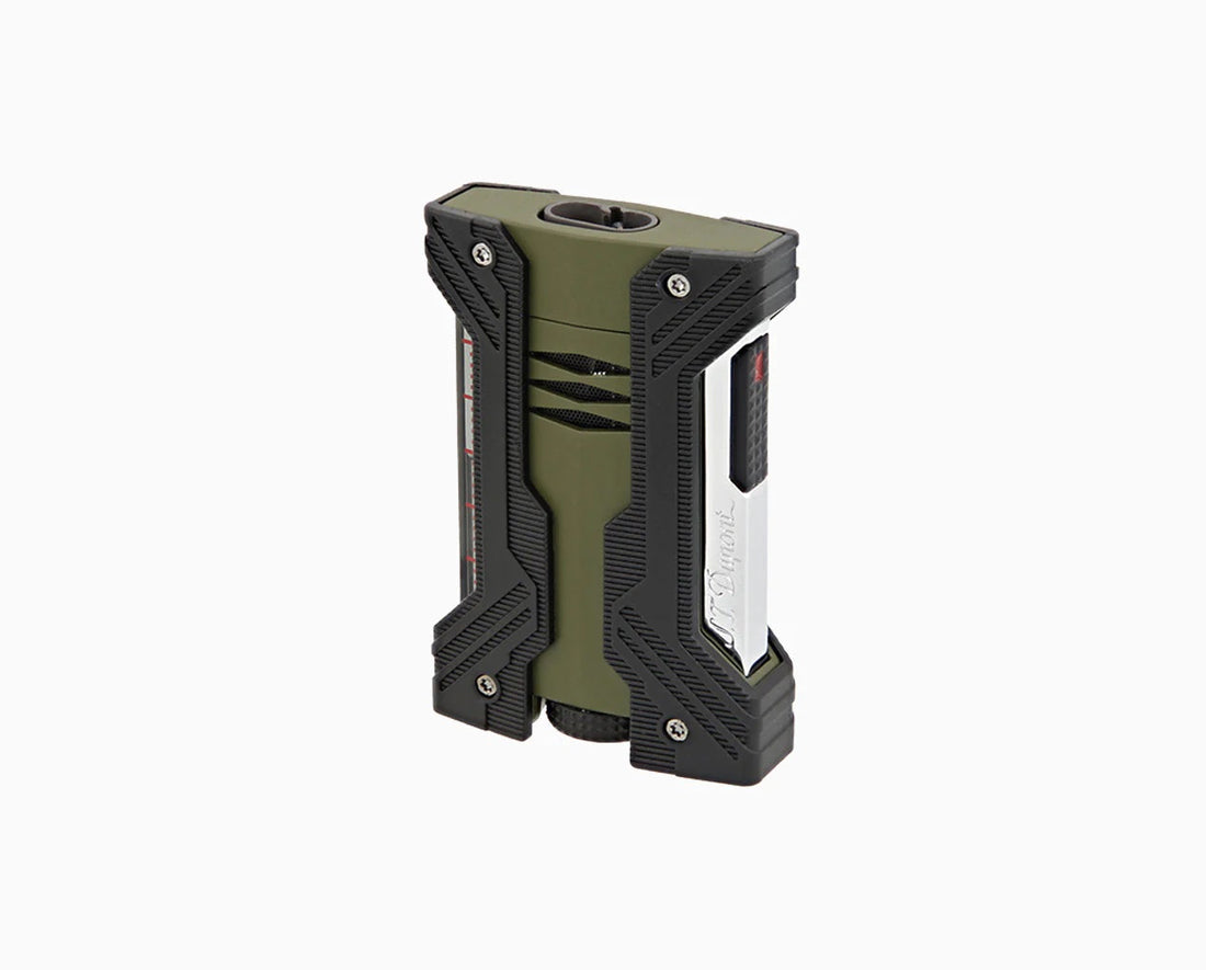 ولاعه ديبون فاخره إحترافيه شعله مضاعفة حادة لون اخضر مطفي