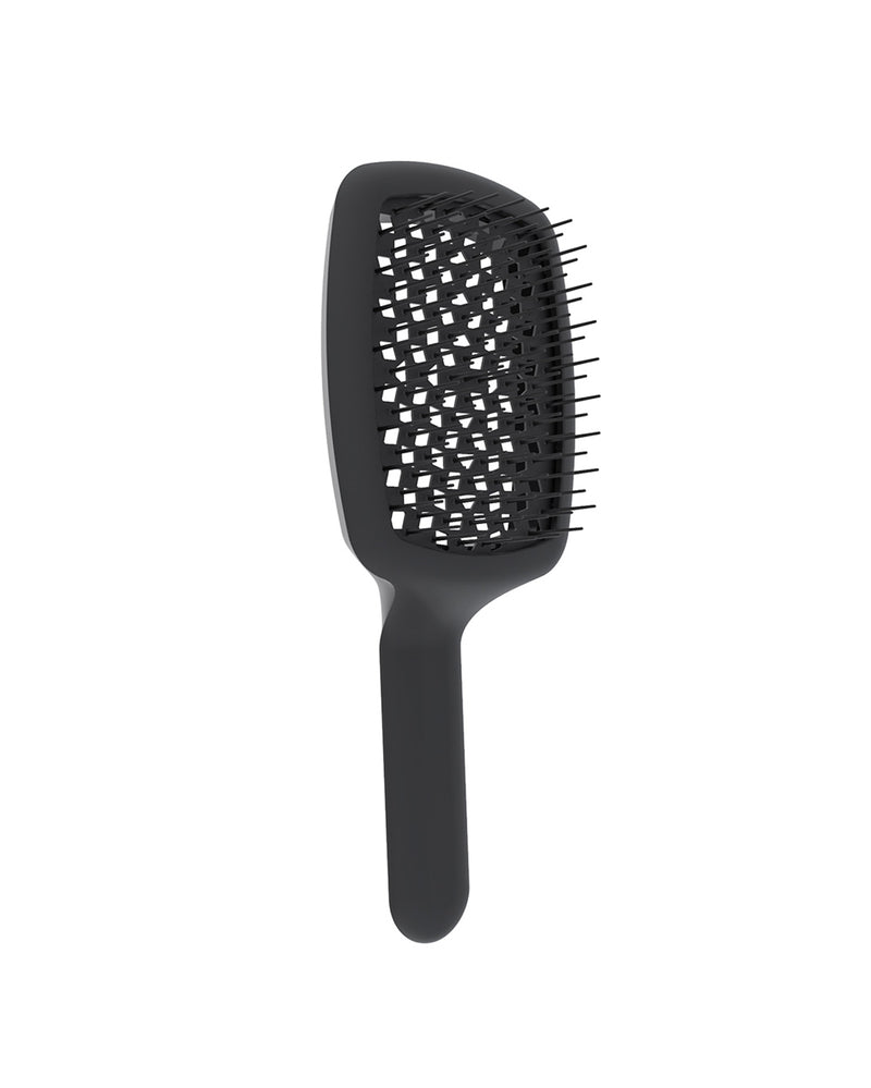 فرشة شعر من جانيك ايطالى بقاعدة مفرغة ومقبض منحني وعملي حجم وسط لون اسود