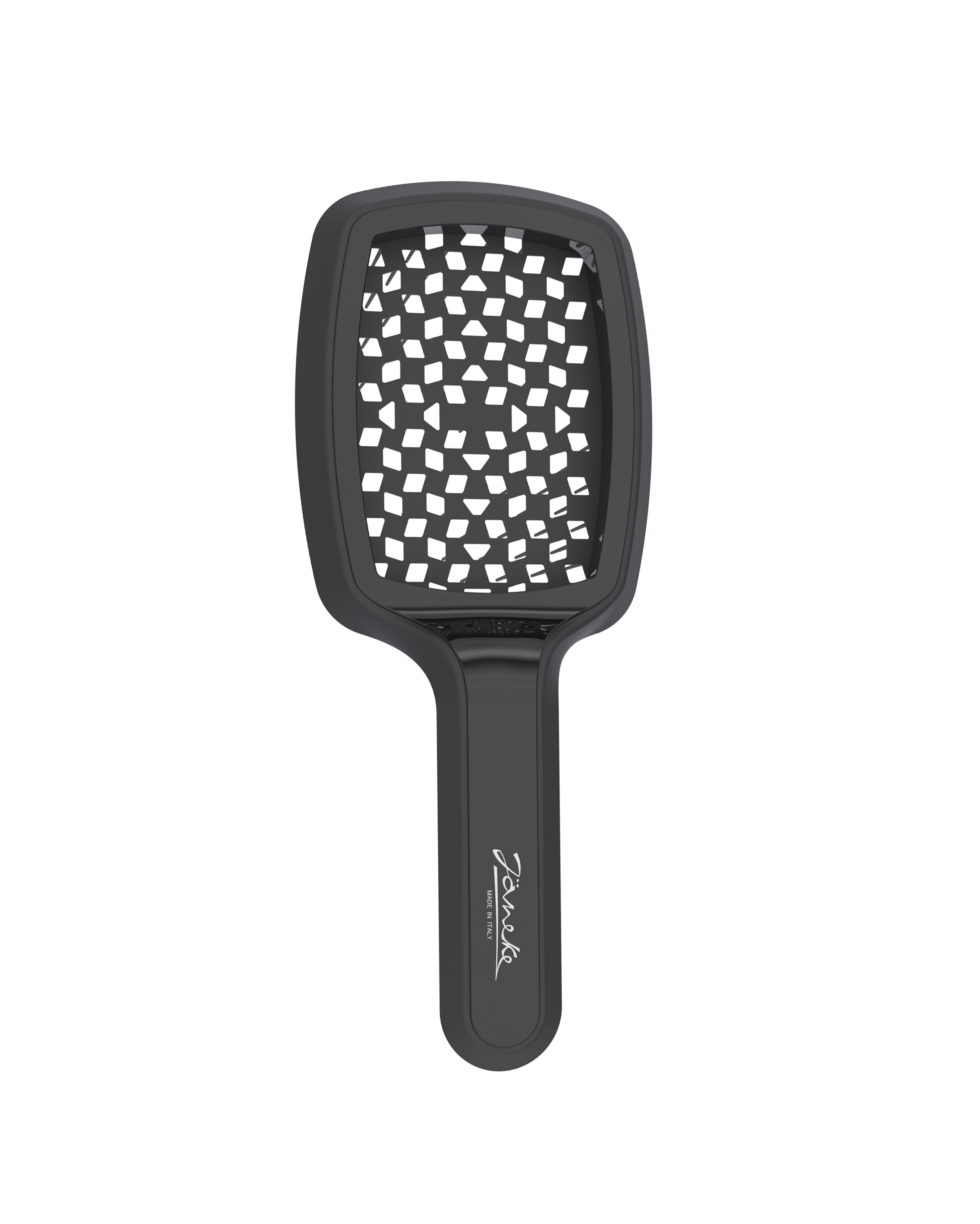 فرشة شعر من جانيك ايطالى بقاعدة مفرغة ومقبض منحني وعملي حجم وسط لون اسود