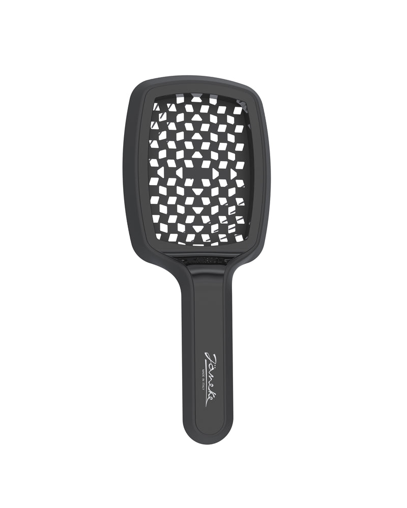 فرشة شعر من جانيك ايطالى بقاعدة مفرغة ومقبض منحني وعملي حجم وسط لون اسود