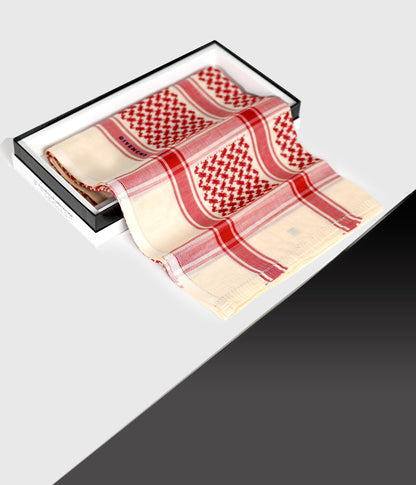 شماغ جيفنشي الأصلي فاخر 100% قطن صناعة انجليزية لون احمر / بيج مقاس 58