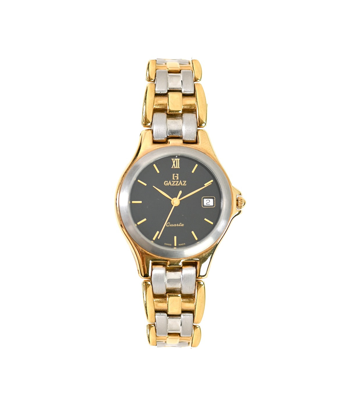 SWISS GENTS QZ WATCH-SILVER/GOLD PLATED METAL