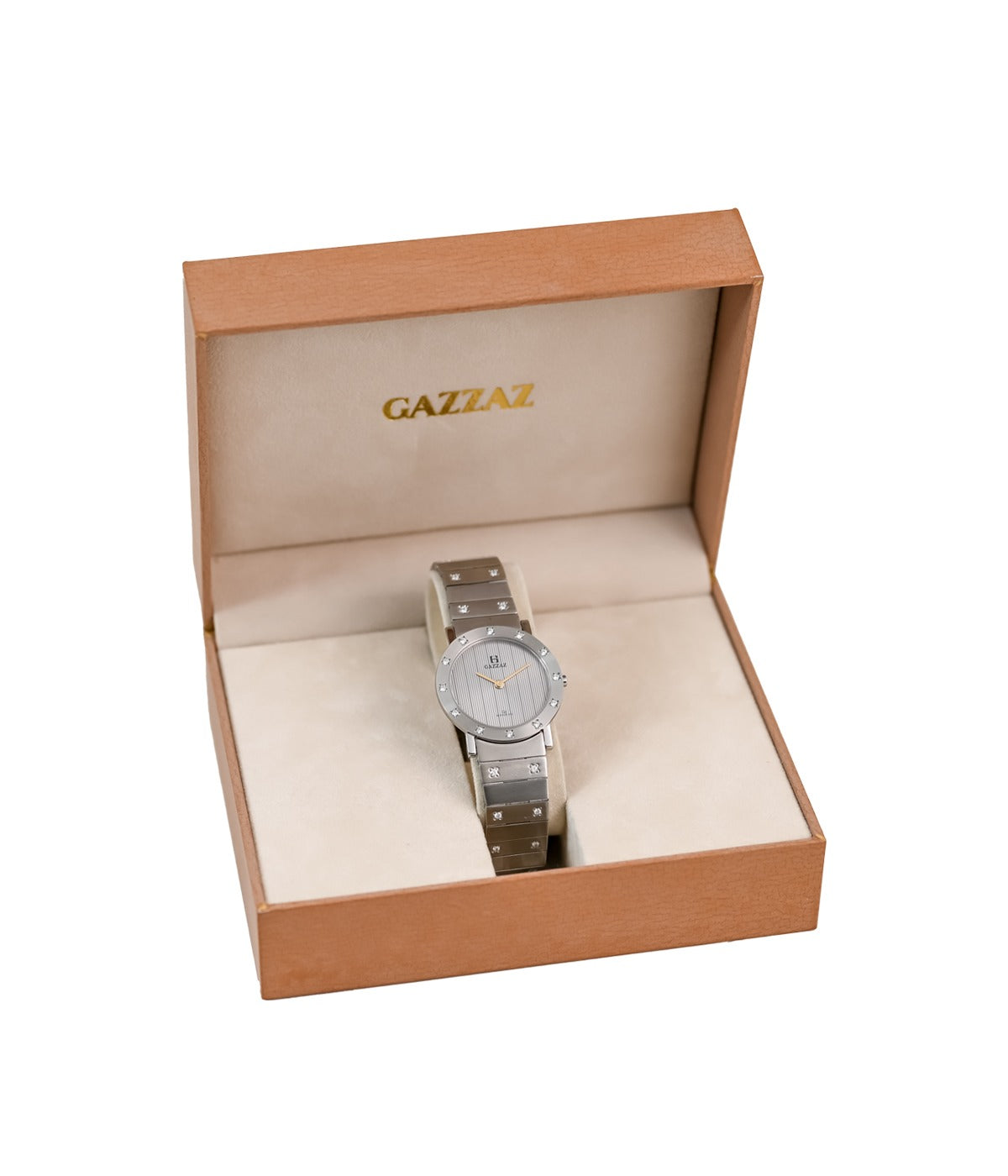 ساعه رجالي قزاز ستيل سويسرى مع زيركون