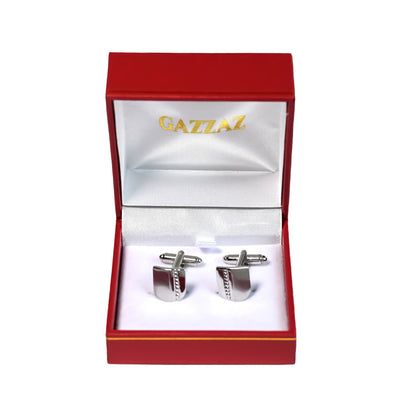 CUFFLINKS RODIUM PLATED SATIN SPAIN MADE