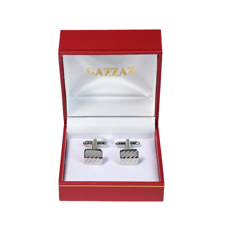 CUFFLINKS RODIUM PLATED LASER SPAIN MADE