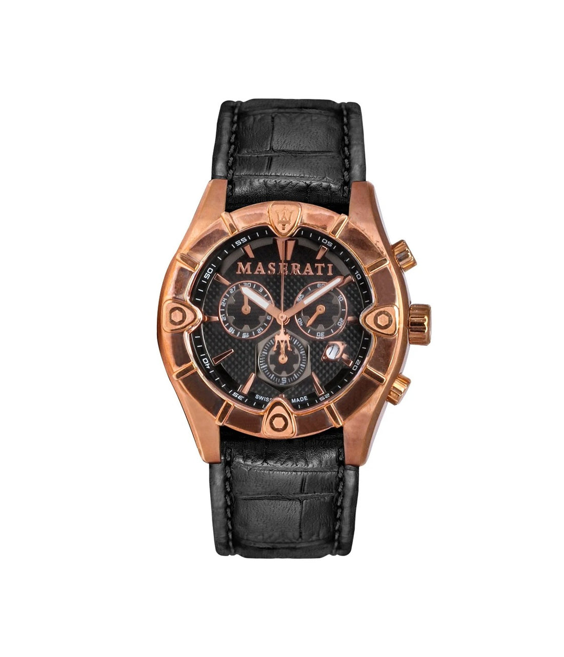 ساعه مزراتي سويسرى رجالي كرونوغراف مع استيك جلد