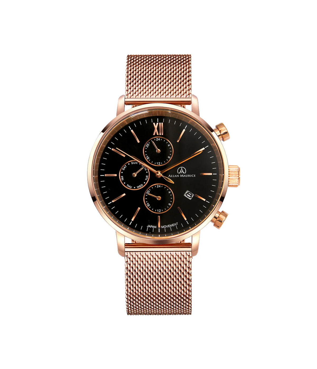GENTS QTZ WATCH IP ROSE &amp; BLACK