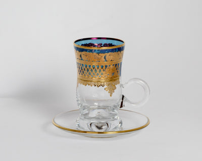 POLAND TEA CUP+SAUCER SET 6 PCS BLUE