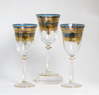 POLAND JUICE GOBLET SET 6 PCS BLUE W GOLD