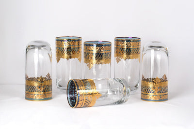 POLAND LONG DRINK SET 6 PCS BLUE W GOLD