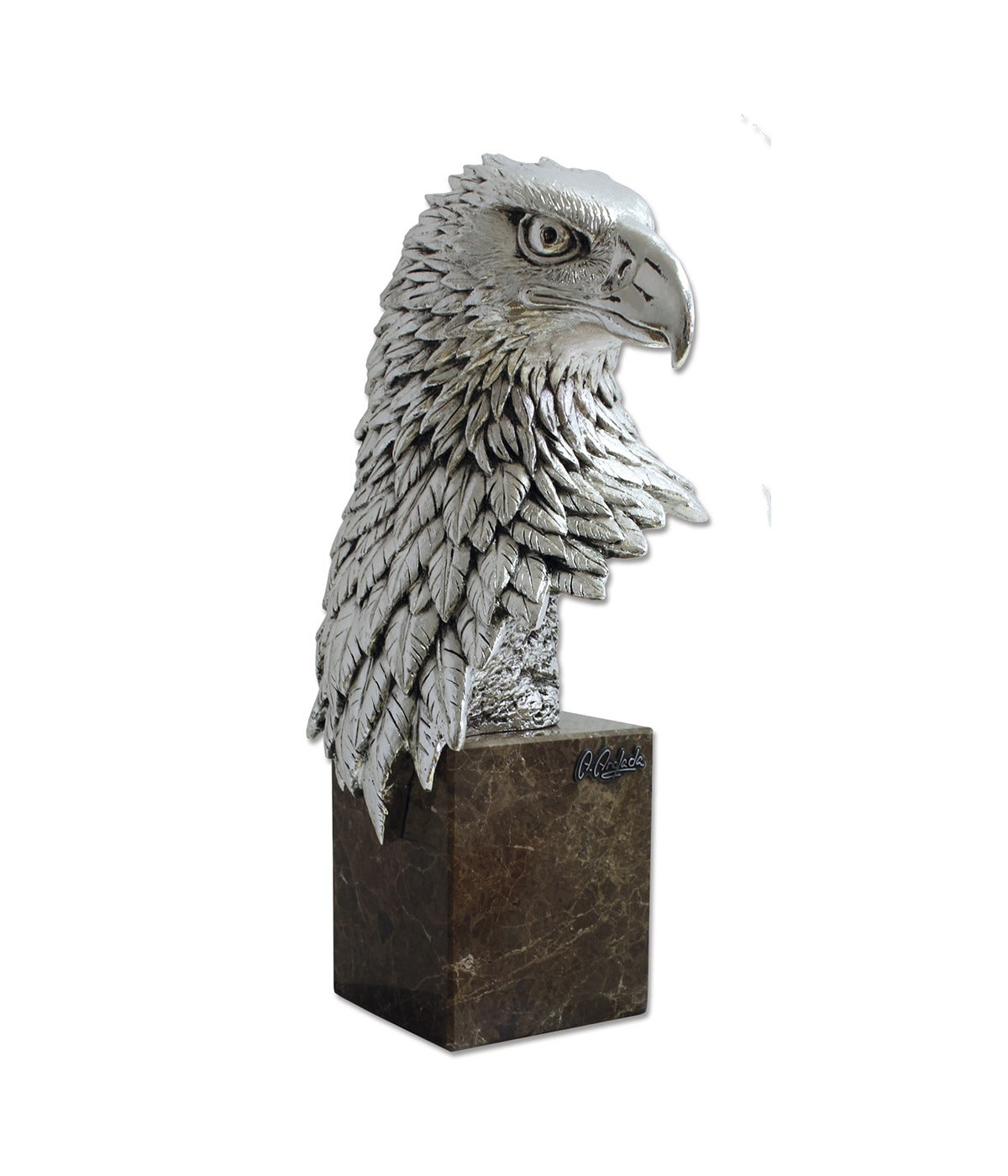 SPAIN SILVER EAGLE BUST HIGHT 33 CM W MARBLE BASE