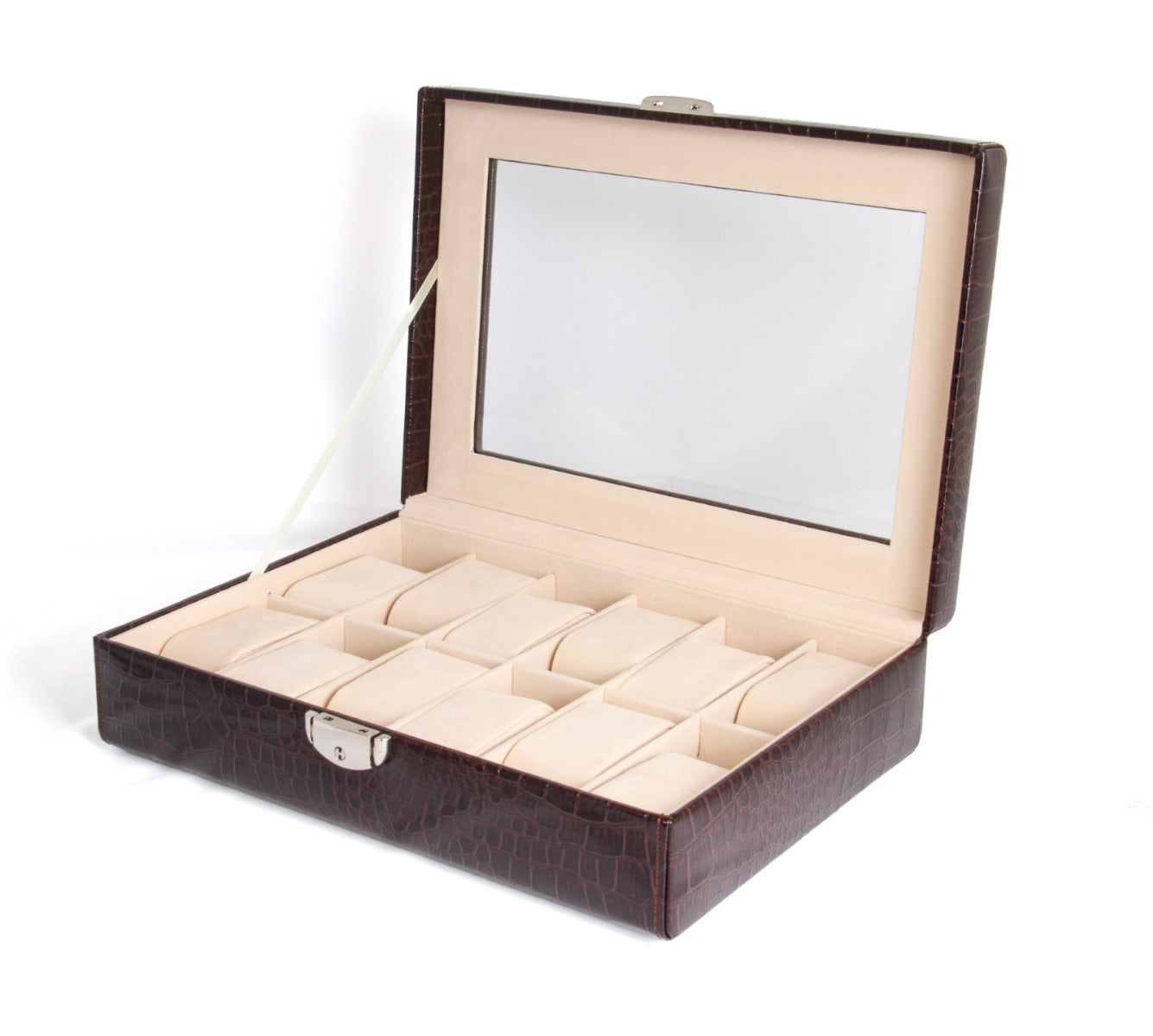 PRINTED CROCO LEATHER BROWN BOX FOR 12 WATCH
