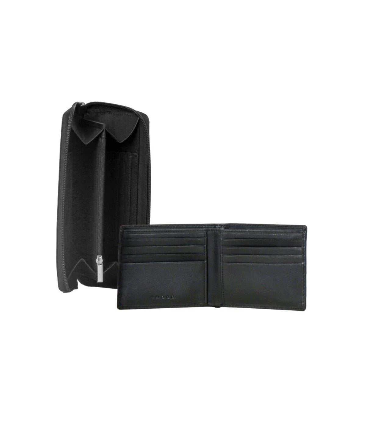 CROSS SET OF SLIM WALLET W/8 CARDS INSIDE &amp; CROSS LONG WALLET WITH ZIPPER BLACK COLOR