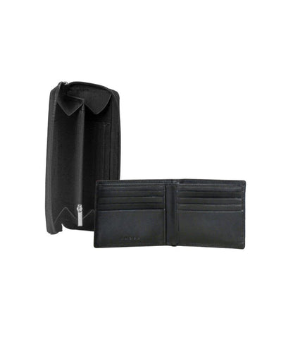 CROSS SET OF SLIM WALLET W/8 CARDS INSIDE &amp; CROSS LONG WALLET WITH ZIPPER BLACK COLOR