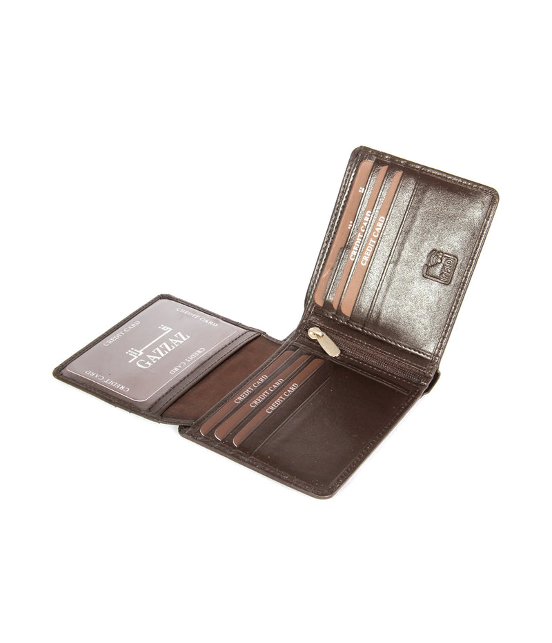 محفظه رجالي قزاز جلد طبيعى بنى