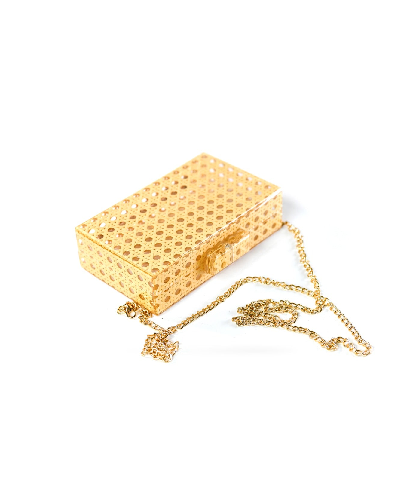 حقيبة يد نسائيه فاشون مستطيله من الاكيرليك لون بيج غامق