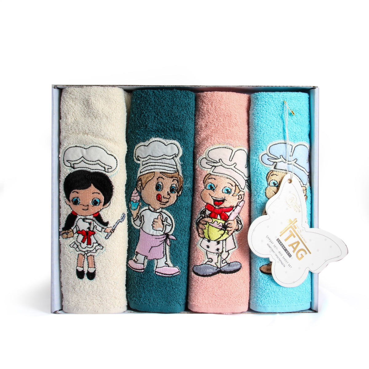 GAZZAZ EMB. KITCHEN TOWELS BOX 4PCS 41*57 SIZE .