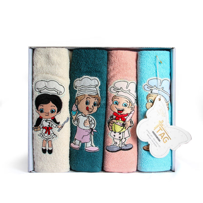 GAZZAZ EMB. KITCHEN TOWELS BOX 4PCS 41*57 SIZE .