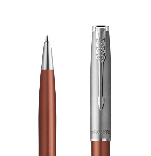 قلم باركر جاف موديل سونيت لون معدني مطفي وبرتقالي