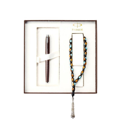 PARKER IM SET ROLLER BALL PEN + LUXURY ROSARY