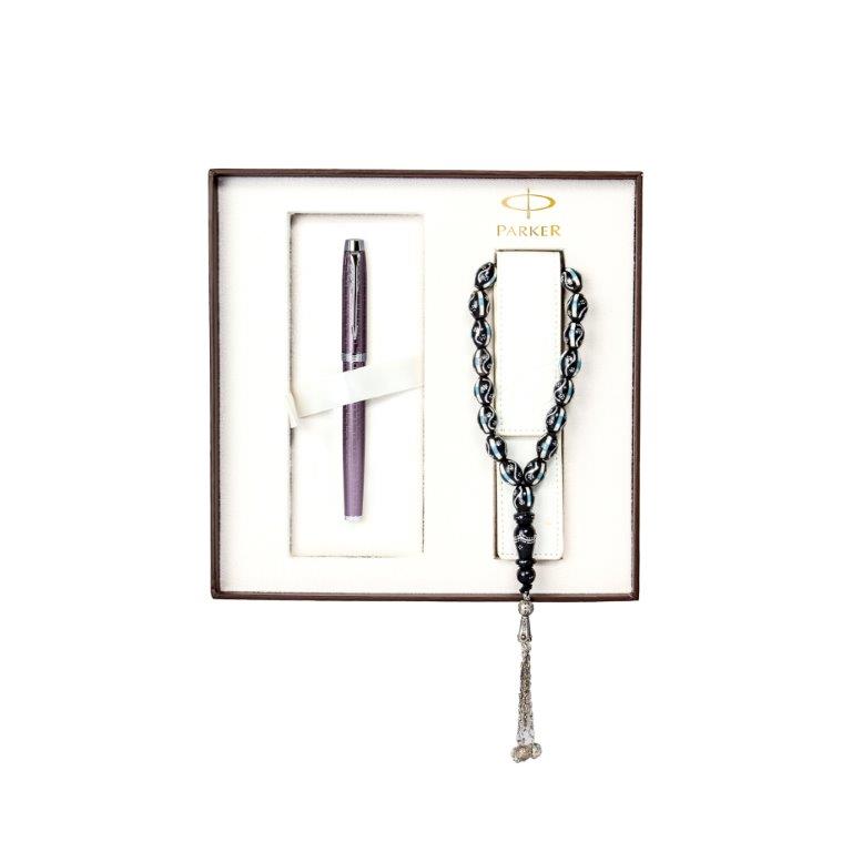 PARKER IM SET ROLLER BALL PEN + LUXURY ROSARY