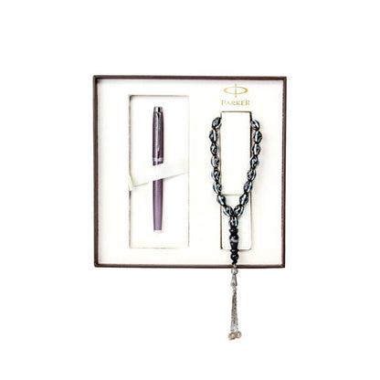 PARKER IM SET ROLLER BALL PEN + LUXURY ROSARY