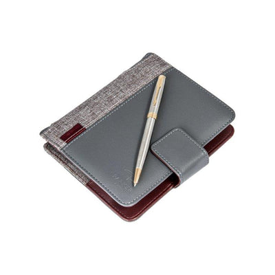 PARKER SONNET SET BALL PEN + LEATHER NOTEBOOK