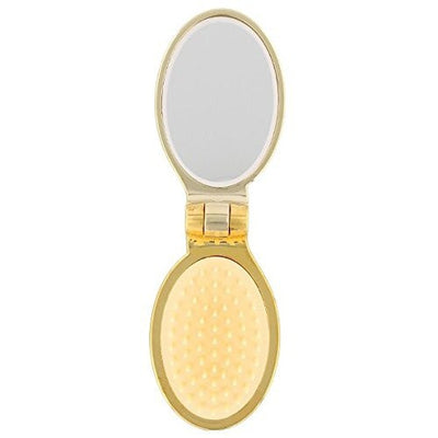 فرشة شعر مع مرآة جانيك ايطالى لون ذهبي - حجم صغير