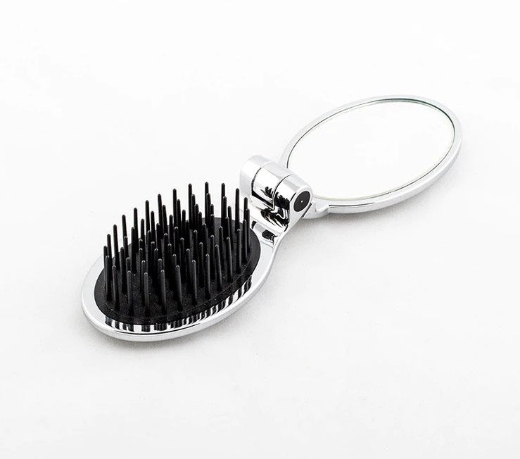 JANEKE HAIR BRUSH &amp; MIRROR CHROME - SMALL SIZE