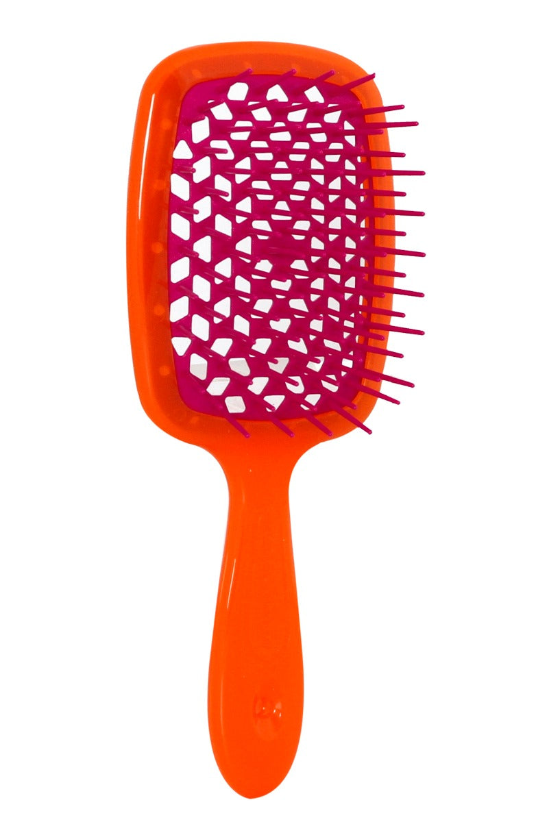 ITALY HAIR BRUSH PNEUMATIC BASE WITH SOFT TIPS ORANGE &amp; PINK
