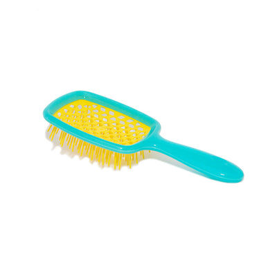 ITALY HAIR BRUSH PNEUMATIC BASE WITH SOFT TIPS TURQUOISE & YELLOW