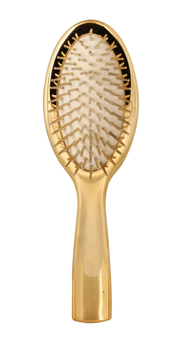 JANEKE HAIR BRUSH GOLD & BEIGE BACK - LARGE SIZE