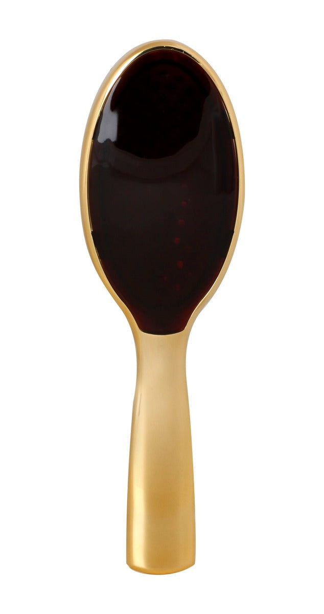 JANEKE HAIR BRUSH GOLD &amp; DARK BROWN BACK - LARGE SIZE