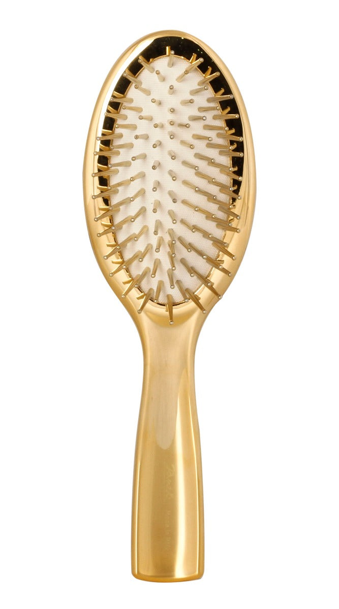 JANEKE HAIR BRUSH GOLD &amp; DARK BROWN BACK - LARGE SIZE