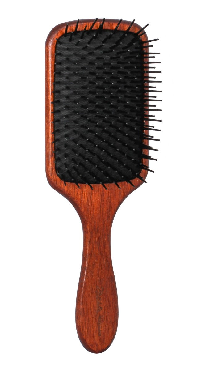 ITALY HAIR BRUSH NATURAL WOOD BROWN &amp; BLACK - LARGE SIZE