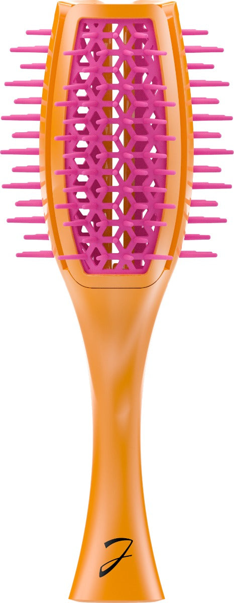 JANEK TULIP HAIR BRUSH PNEUMATIC BASE WITH SOFT TIPS ORANGE AND PURPLE