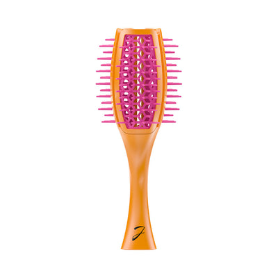 JANEK TULIP HAIR BRUSH PNEUMATIC BASE WITH SOFT TIPS ORANGE AND PURPLE