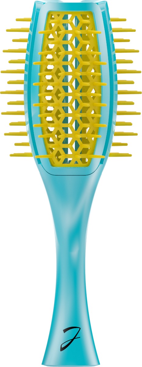 JANEK TULIP HAIR BRUSH PNEUMATIC BASE WITH SOFT TIPS BLUE AND YELLOW