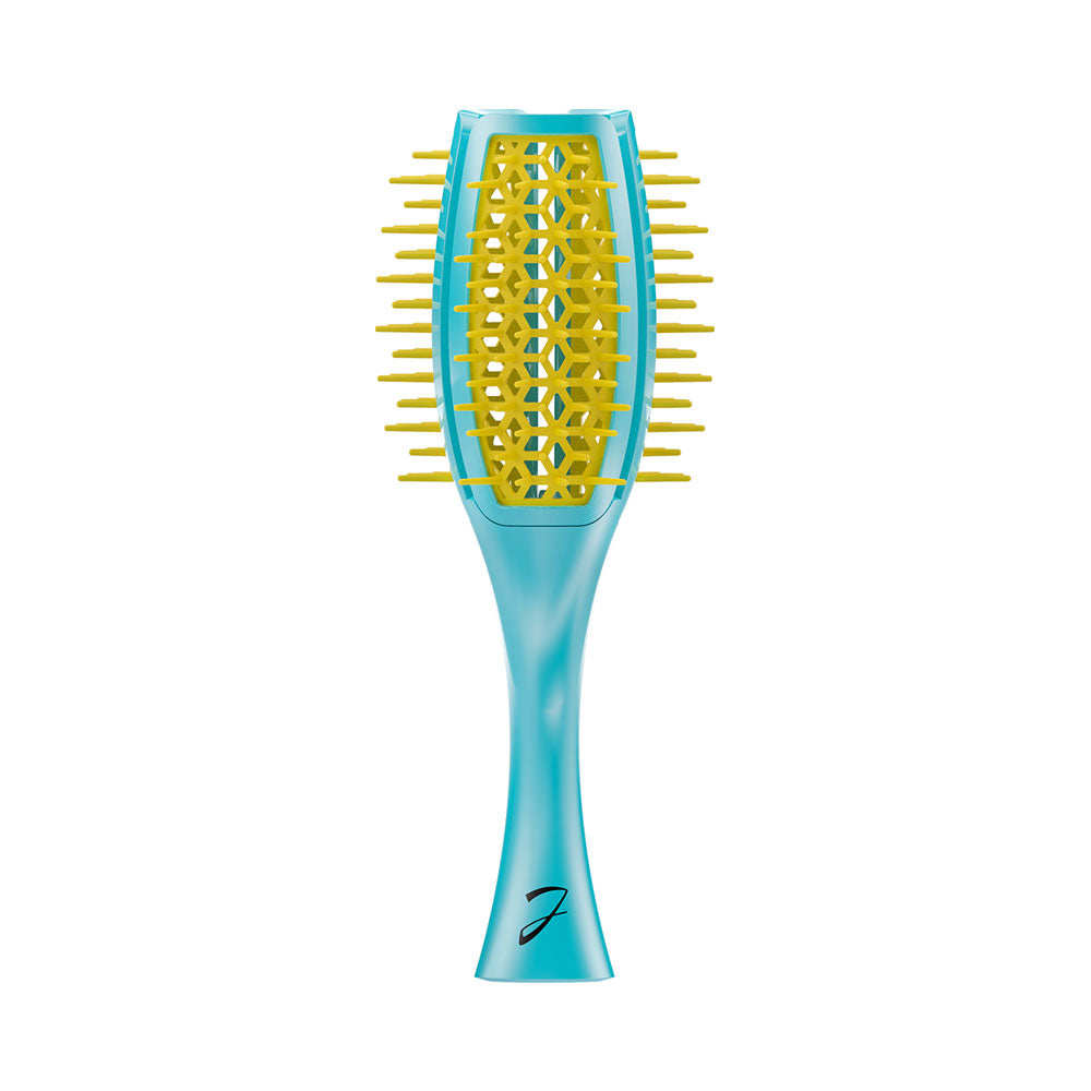 ITALY TULIP HAIR BRUSH PNEUMATIC BASE WITH SOFT TIPS BLUE AND YELLOW