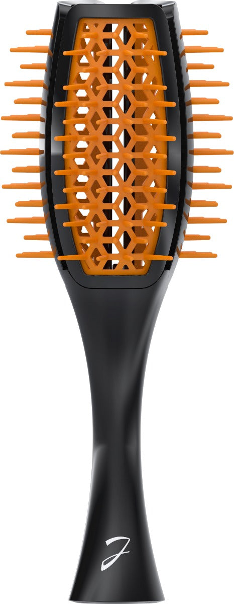 JANEK TULIP HAIR BRUSH PNEUMATIC BASE WITH SOFT TIPS BLACK AND ORANGE