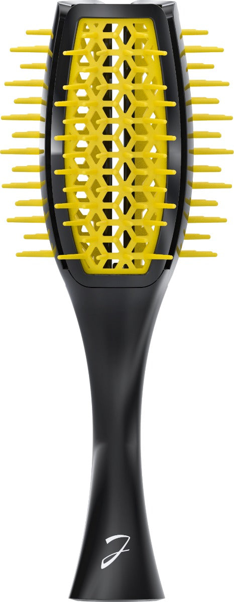 JANEK TULIP HAIR BRUSH PNEUMATIC BASE WITH SOFT TIPS BLACK AND YELLOW