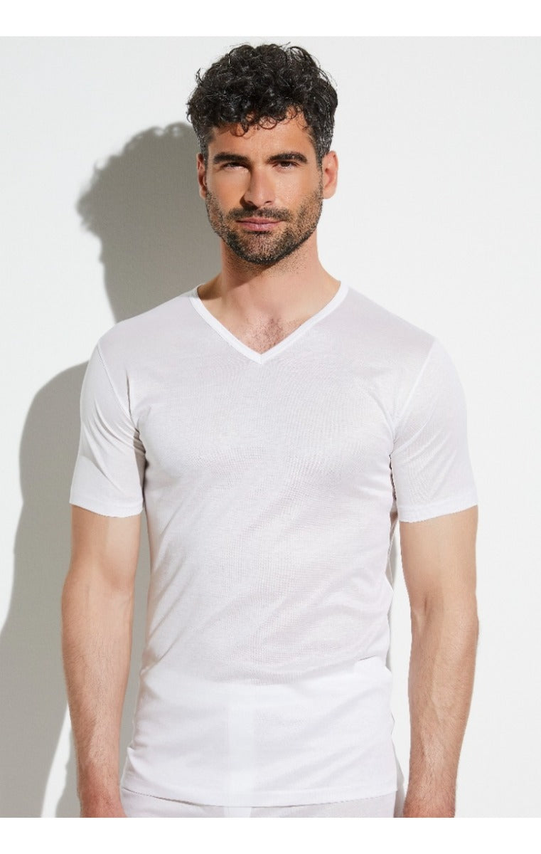 ROYAL CLASSIC T-SHIRT SHORT SLEEVE V-NECK - WHITE SIZE L