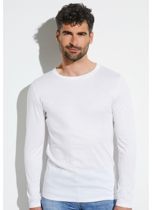 WOOL &amp; SILK T-SHIRT LONG SLEEVE - CHARCOAL SIZE S