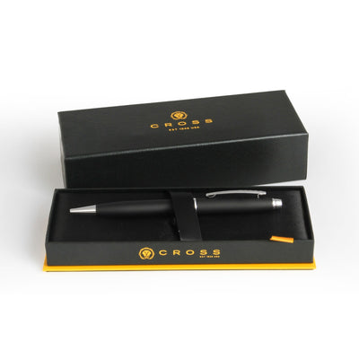 قلم كروس جاف ستانفورد اسود و مشبك فضي