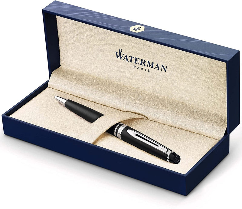 WATERMAN EXPERT BALLPOINT PEN MATTE BLACK WITH CHROME TRIM