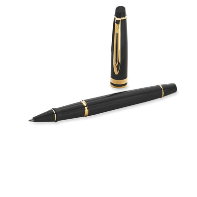 WATERMAN EXPERT3 ROLLERBALL PEN BLACK WITH GOLDEN TRIM